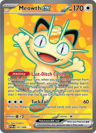 Meowth ex - 107/088 - ME03: Perfect Order Pokémon spoiler