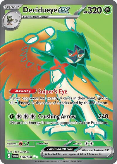 Decidueye ex - 100/088 - ME03: Perfect Order Pokémon spoiler