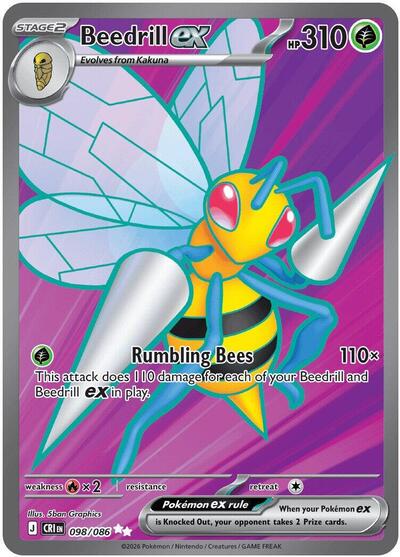 Beedrill ex - 098/086 - ME04: Chaos Rising Pokémon spoiler