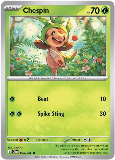 Chespin - 005/086 - ME04: Chaos Rising Pokémon spoiler
