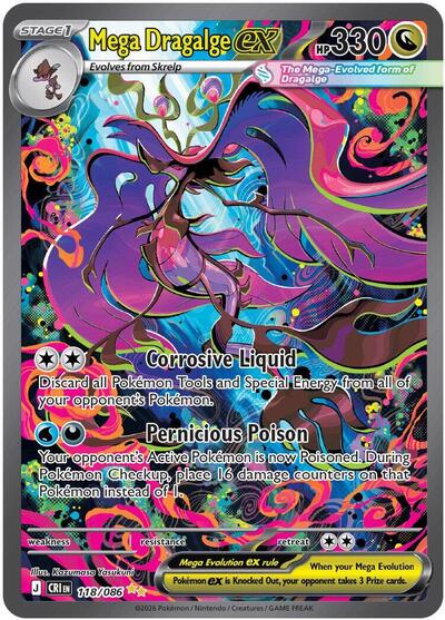 Mega Dragalge ex - 118/086 - ME04: Chaos Rising Pokémon spoiler