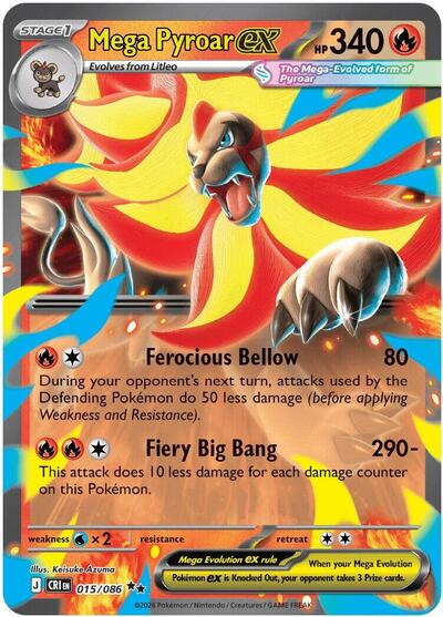 Mega Pyroar ex - 015/086 - ME04: Chaos Rising Pokémon spoiler