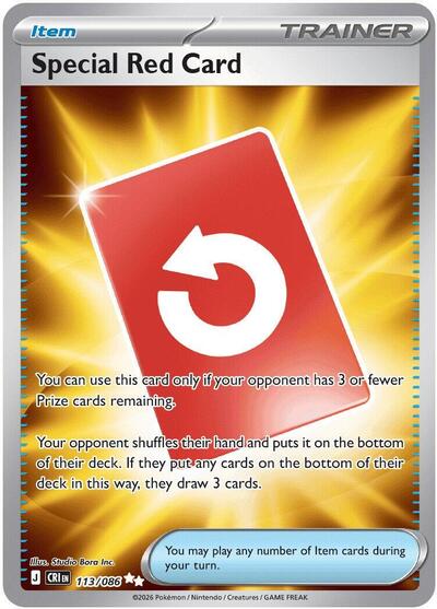 Special Red Card - 113/086 - ME04: Chaos Rising Pokémon spoiler
