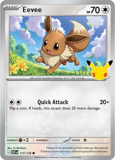 Eevee - 117/128 - ME: 30th Celebration Pokémon spoiler