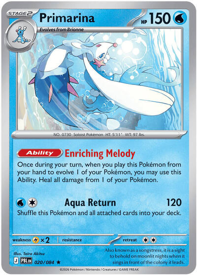 Primarina - 020/084 - ME05: Pitch Black Pokémon spoiler