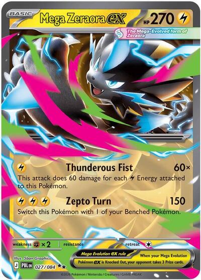 Mega Zeraora ex - 027/084 - ME05: Pitch Black Pokémon spoiler