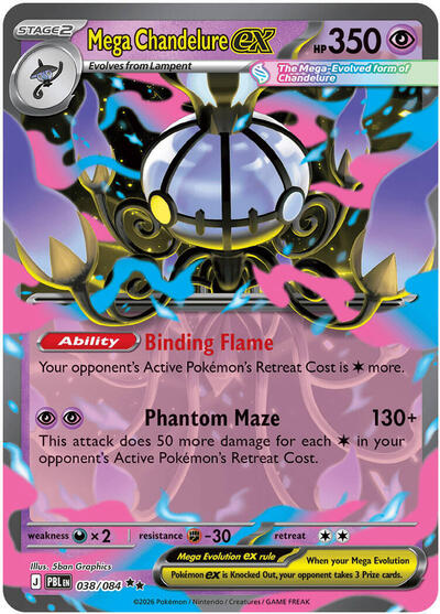 Mega Chandelure ex - 038/084 - ME05: Pitch Black Pokémon spoiler