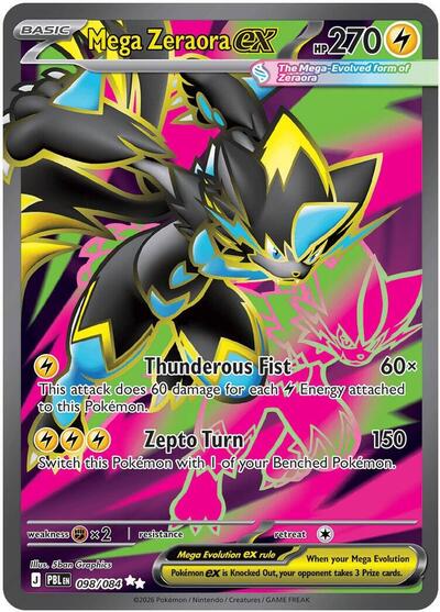 Mega Zeraora ex - 098/084 - ME05: Pitch Black Pokémon spoiler
