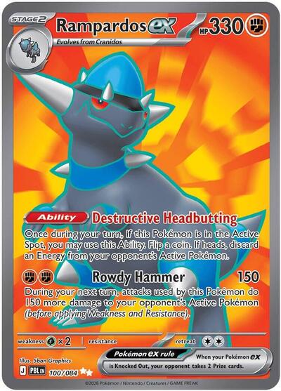 Rampardos ex - 100/084 - ME05: Pitch Black Pokémon spoiler