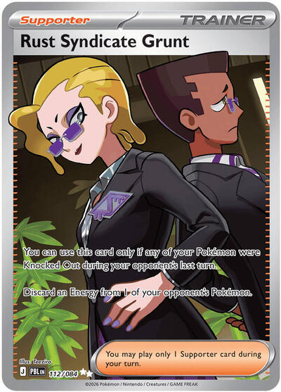 Rust Syndicate Grunt - 112/084 - ME05: Pitch Black Pokémon spoiler