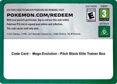 Code Card - Pitch Black Elite Trainer Box - ME05: Pitch Black Pokémon spoiler