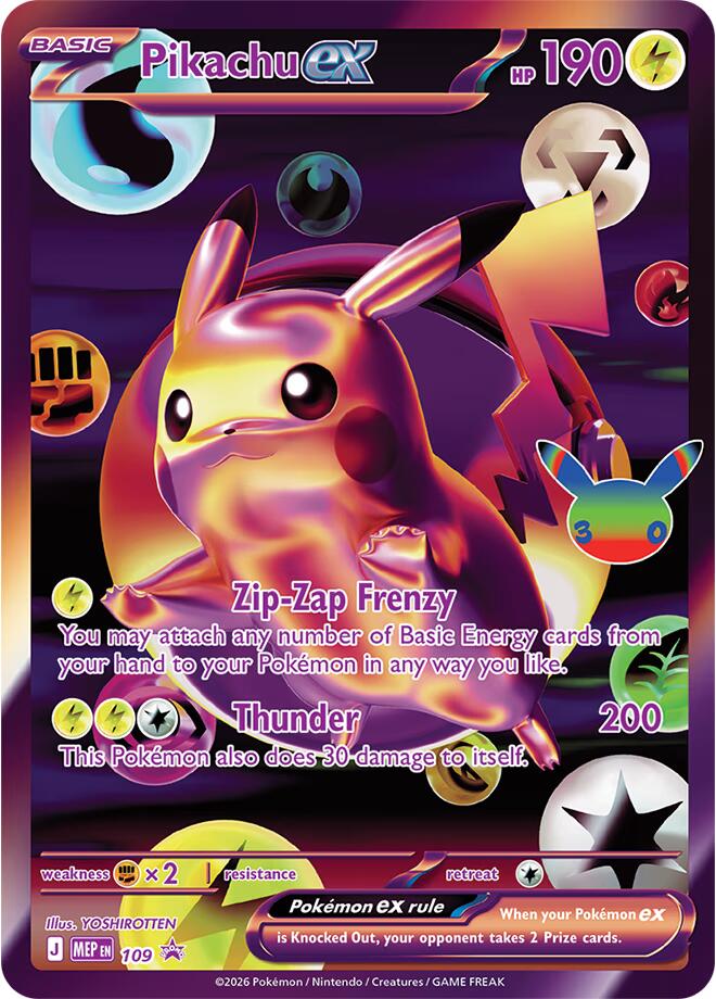 Pikachu ex - 109 (30th Celebration) - Pokémon card