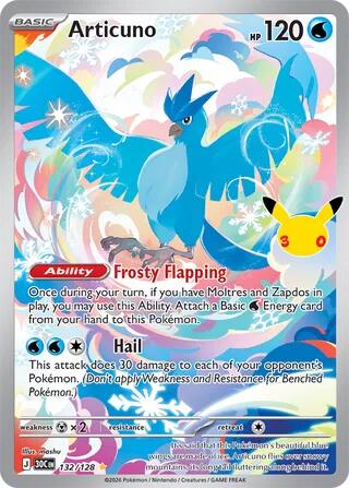 Articuno - 132/128 - ME: 30th Celebration Pokémon spoiler