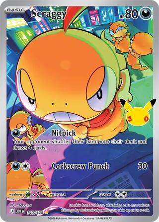 Scraggy - 140/128 - ME: 30th Celebration Pokémon spoiler