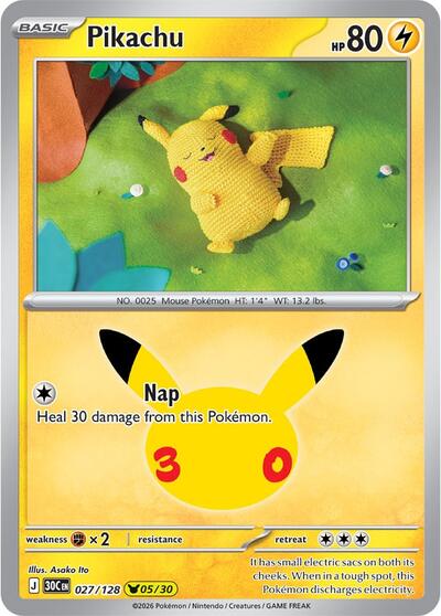 Pikachu - 027/128 - ME: 30th Celebration Pokémon spoiler