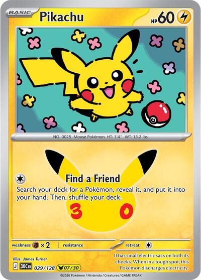Pikachu - 029/128 - ME: 30th Celebration Pokémon spoiler