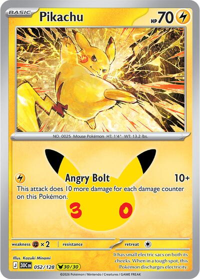 Pikachu - 052/128 - ME: 30th Celebration Pokémon spoiler