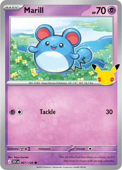 Marill - ME: 30th Celebration Pokémon spoiler