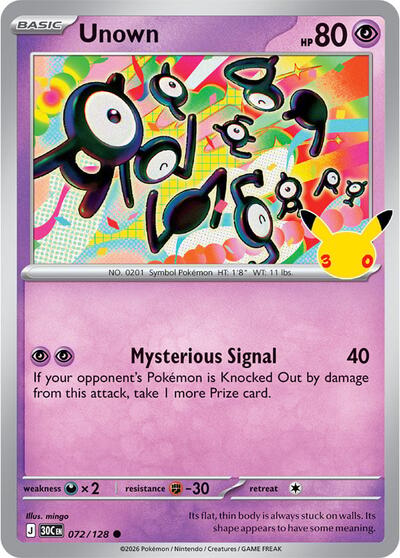 Unown - ME: 30th Celebration Pokémon spoiler