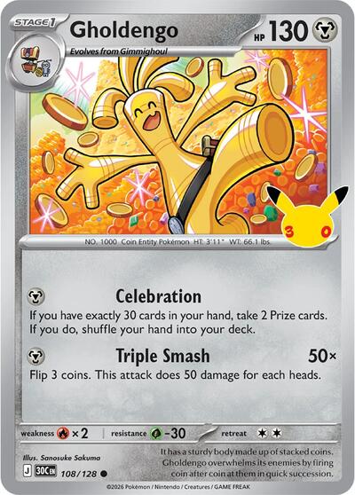 Gholdengo - 108/128 - ME: 30th Celebration Pokémon spoiler