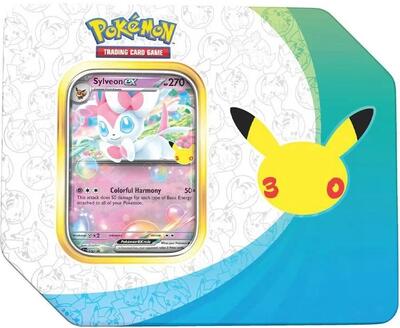 30th Celebration ex Tin [Sylveon ex] (Retail Version) - ME: 30th Celebration Pokémon spoiler